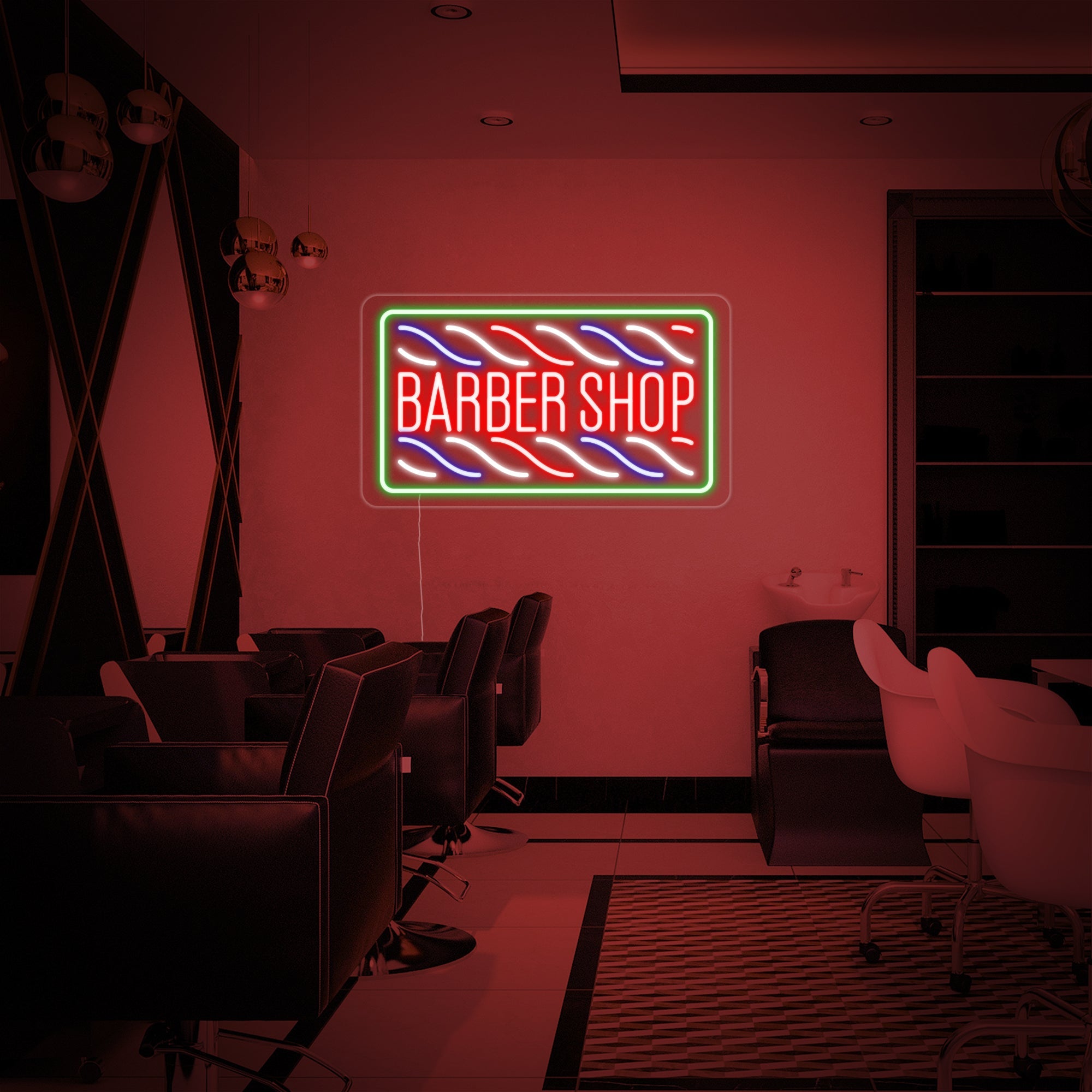 "Haarschnitt, Barber Shop" Neonschrift, Barbershop Leuchtreklame, Barbershop Leuchtschild