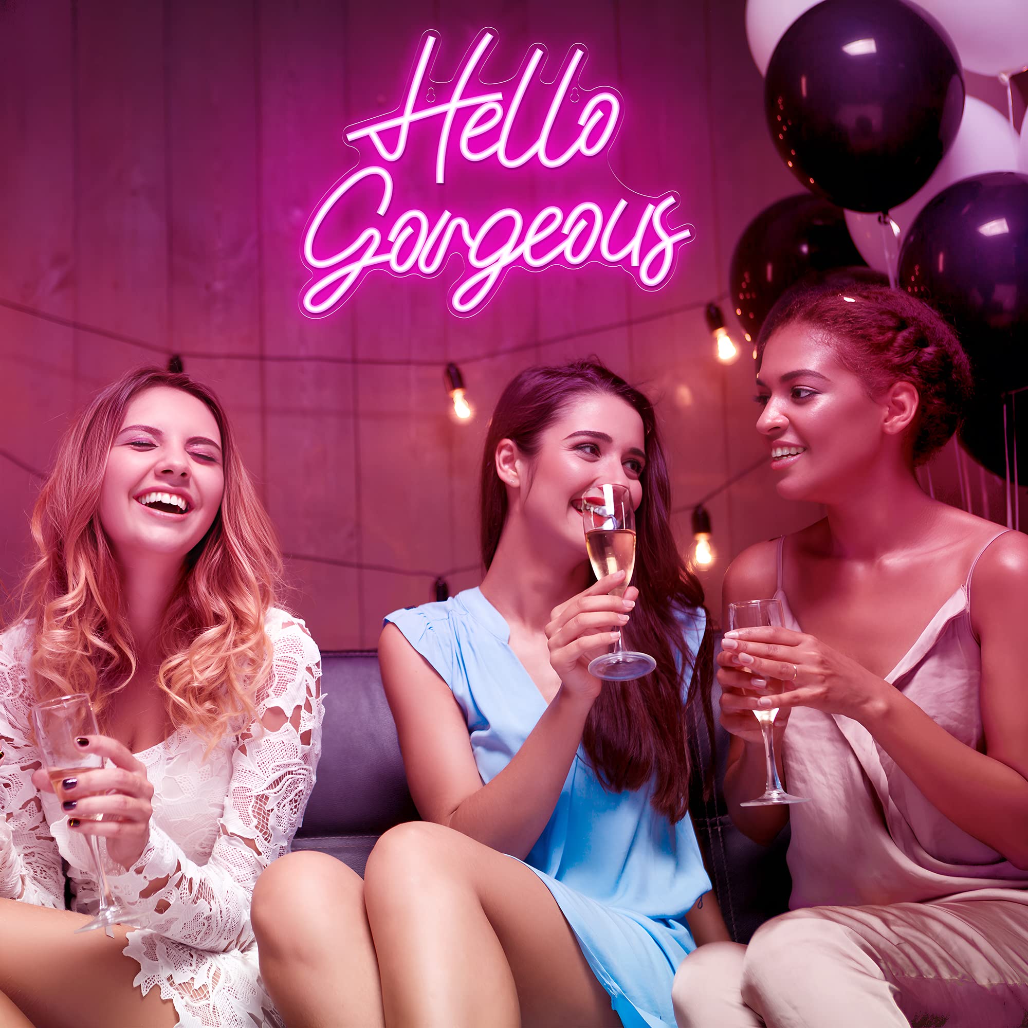 „Hello Gorgeous“-Neonschilder für die Wanddekoration