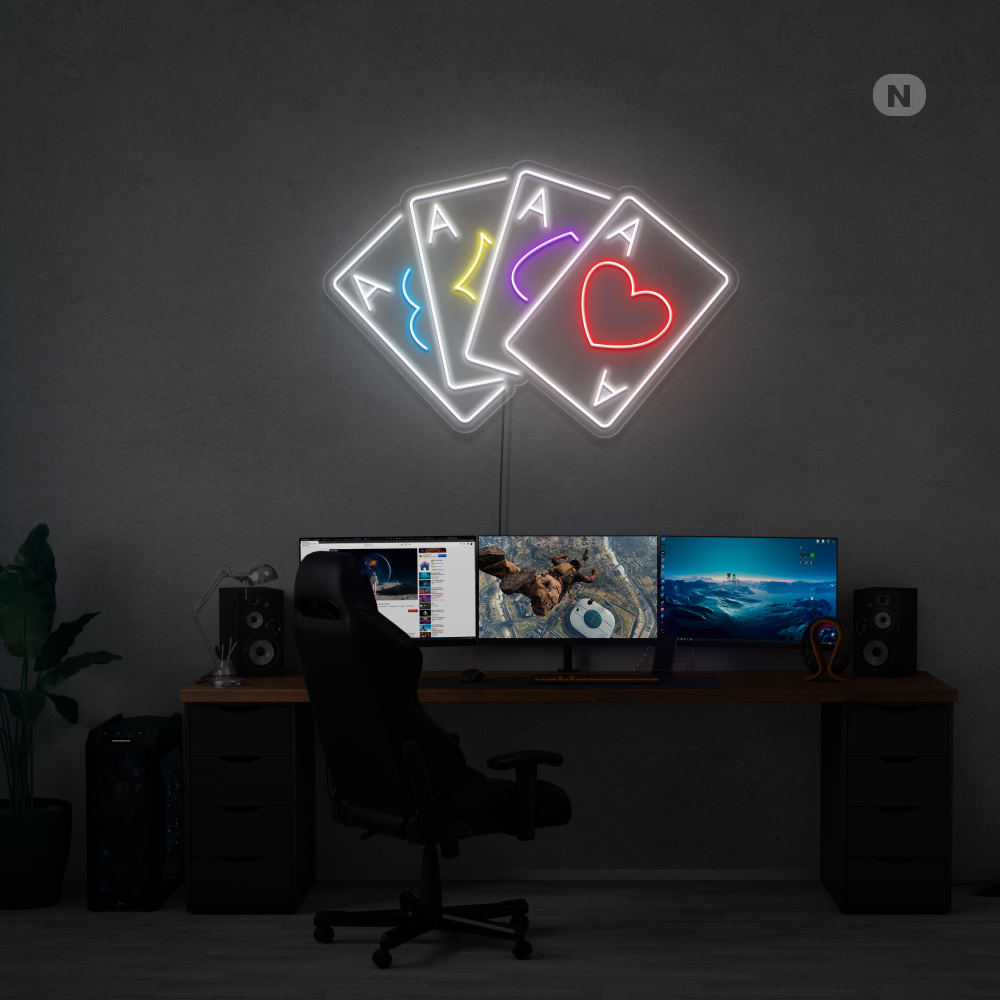 Neon Schild Spielkarten