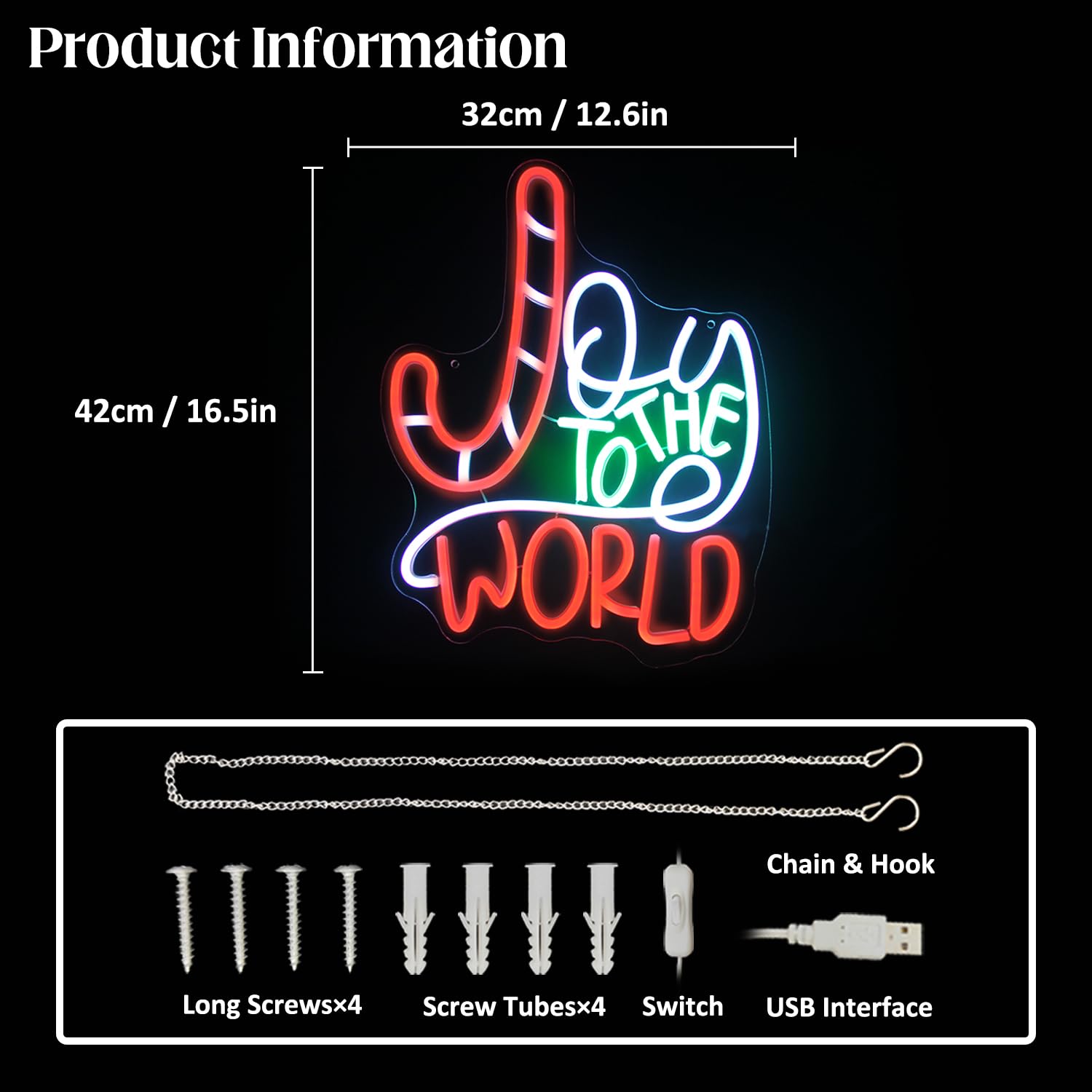 Joy To The World Neon Sign – Weihnachtliche LED-Deko mit festlichem Flair