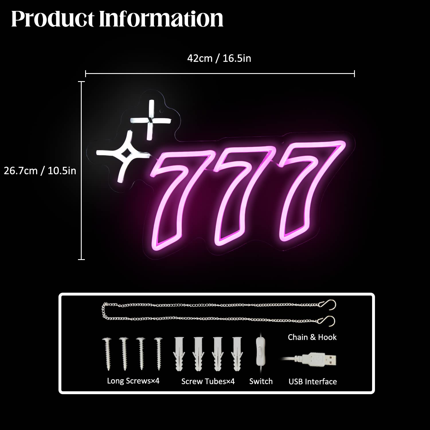 777 Neon Sign – Glücksbringer LED-Deko für Zuhause & Büro