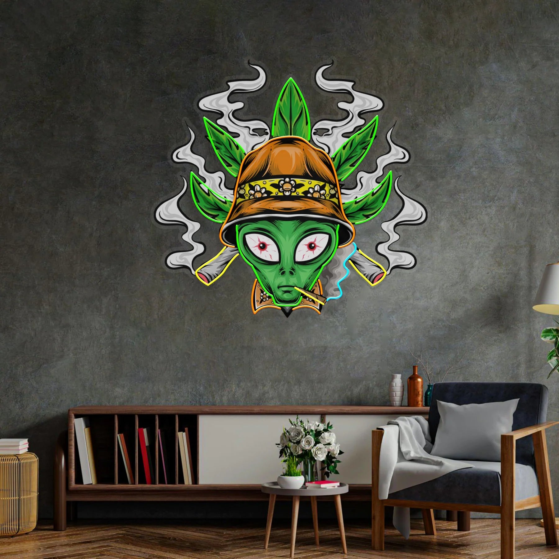 Addict Alien LED Leuchtreklame Licht Pop Art