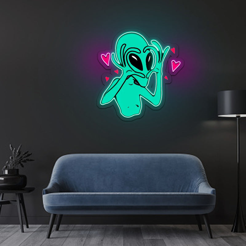 Alien Herz Neonlicht – Galaktische Liebe für Ihre Wände