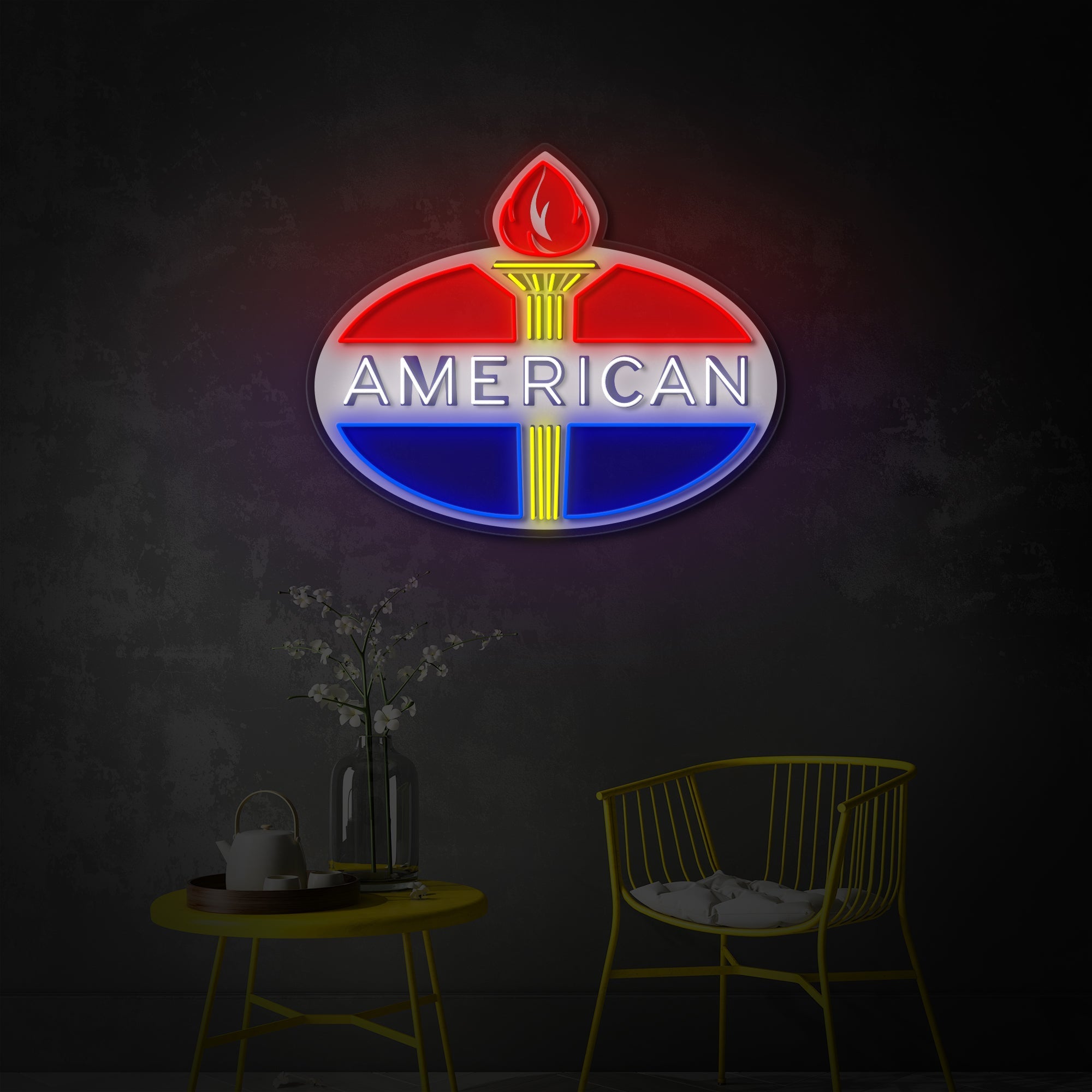 "Amerikanisches Benzinlogo" UV-bedruckt LED-Neonschild