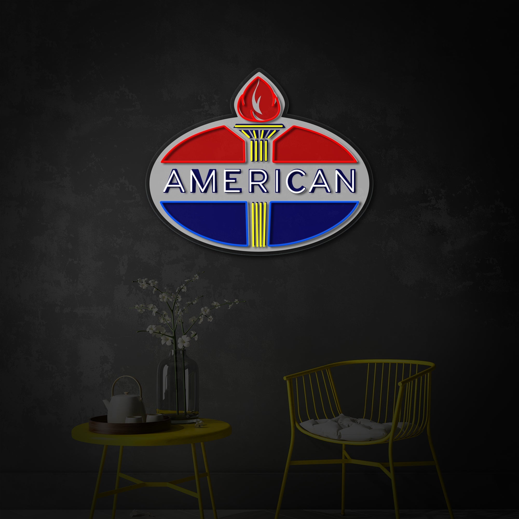 "Amerikanisches Benzinlogo" UV-bedruckt LED-Neonschild