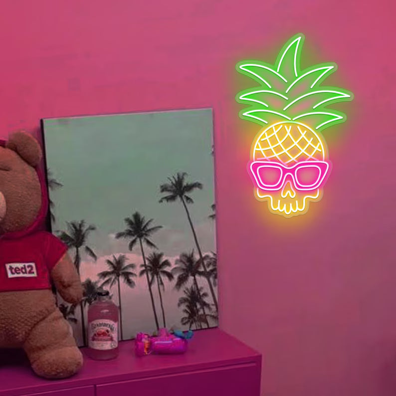 Ananas Schädel Neon Schild