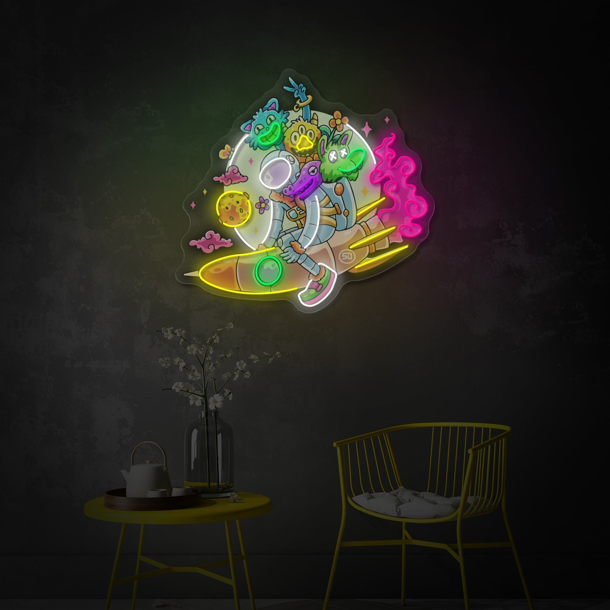 "Astronaut, Raumfahrt" UV-bedruckt LED-Neonschild