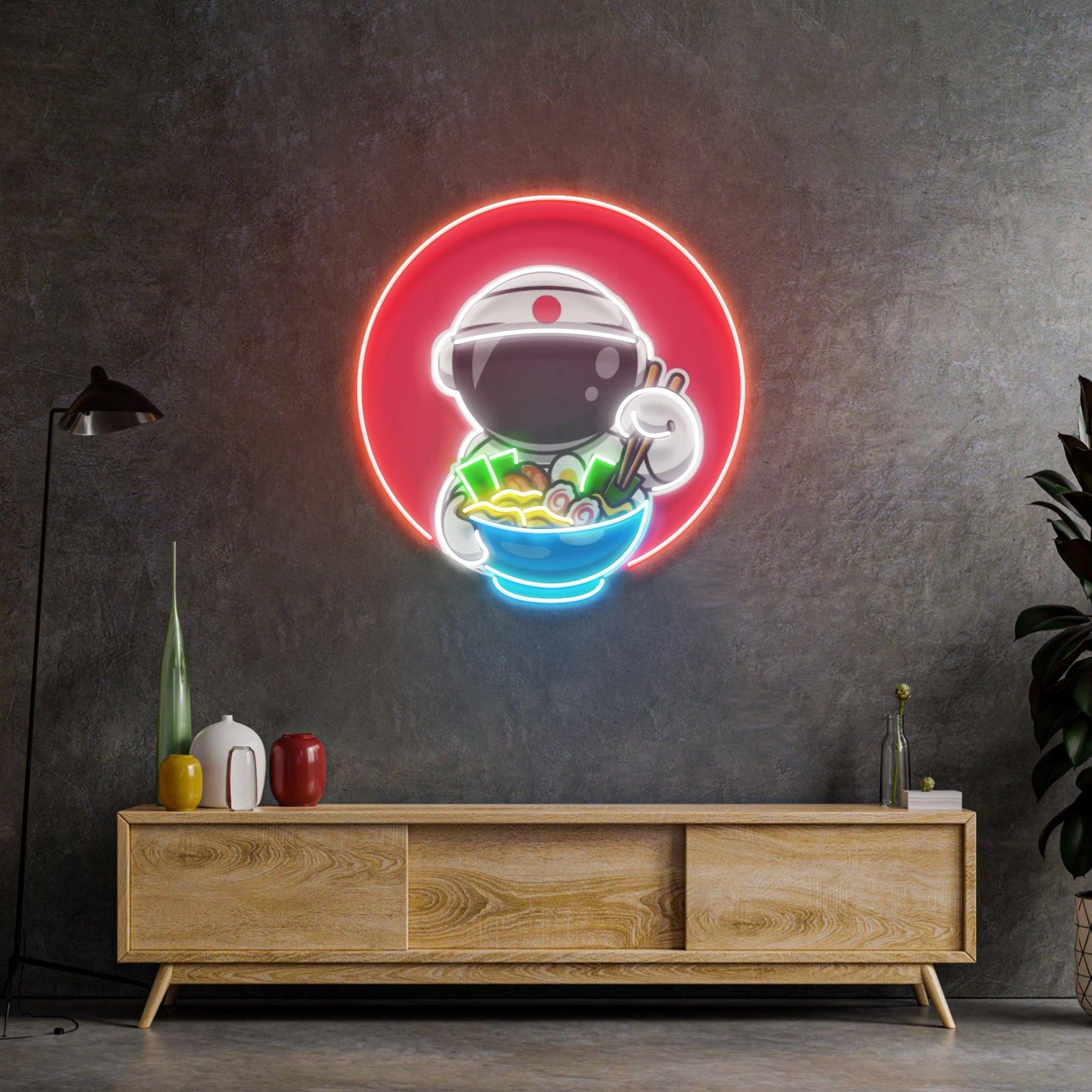 Astronaut isst Ramen – LED Neon Acryl Kunstwerk