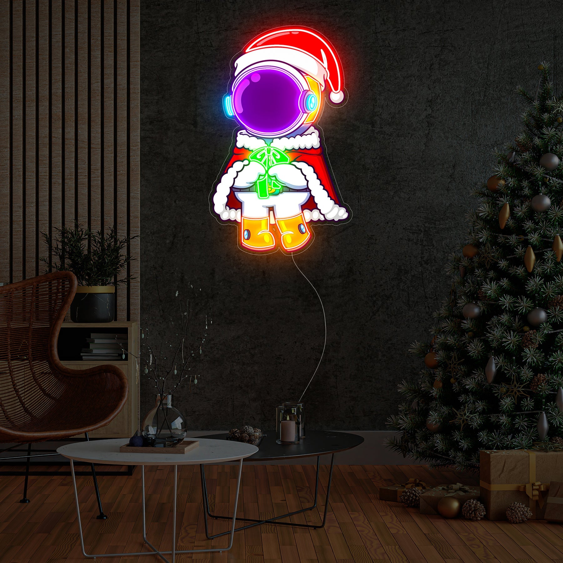 Astronaut Santa Christmas 1 LED Neon Acryl Kunstwerk