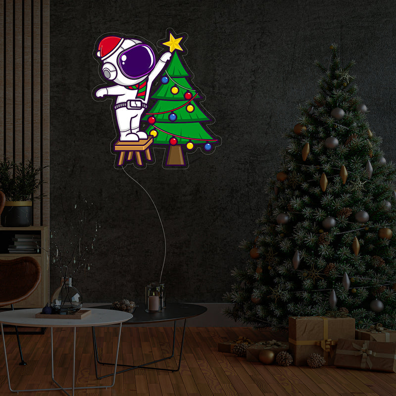 Astronaut Weihnachten 1 LED Neon Acryl Kunstwerk