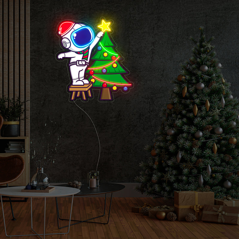 Astronaut Weihnachten 1 LED Neon Acryl Kunstwerk