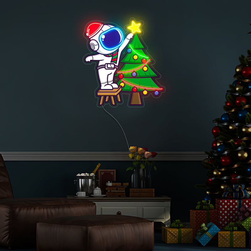 Astronaut Weihnachten 1 LED Neon Acryl Kunstwerk