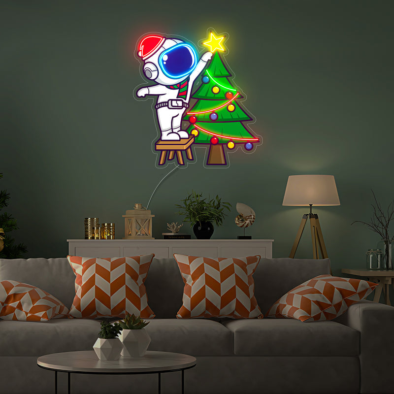 Astronaut Weihnachten 1 LED Neon Acryl Kunstwerk