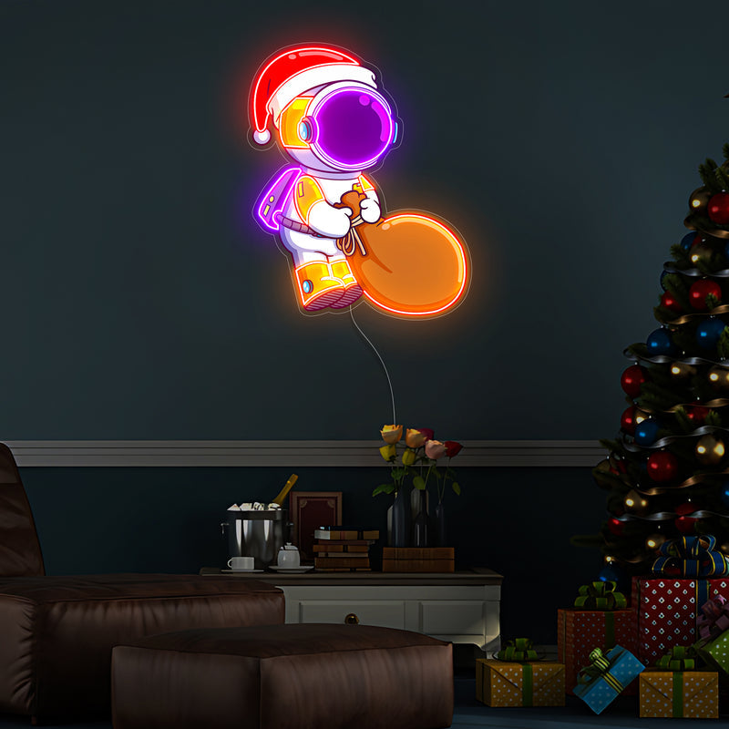 Astronaut Weihnachten 2 LED Neon Acryl Kunstwerk