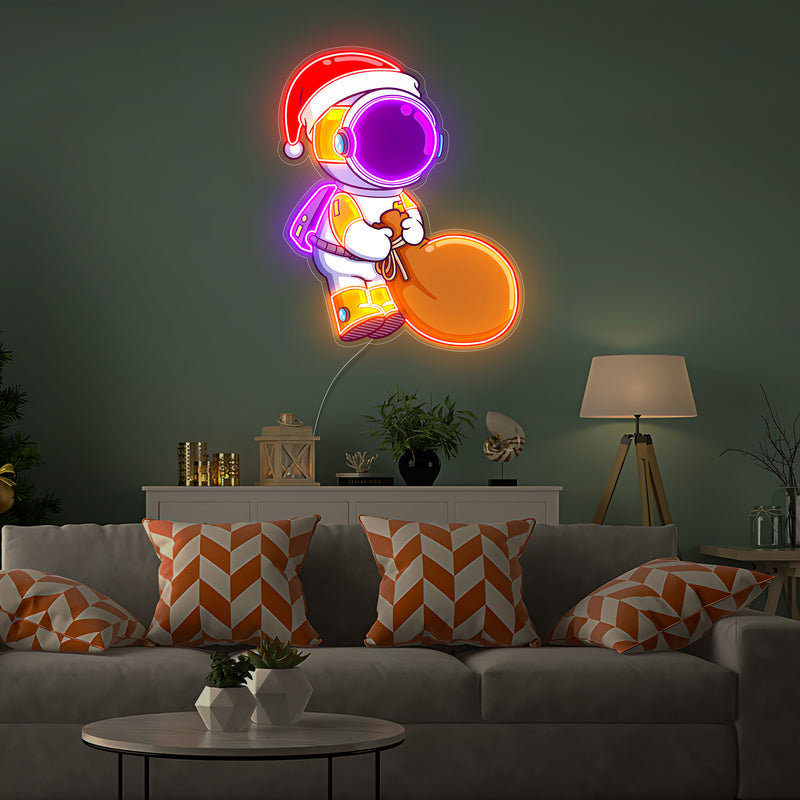 Astronaut Weihnachten 2 LED Neon Acryl Kunstwerk