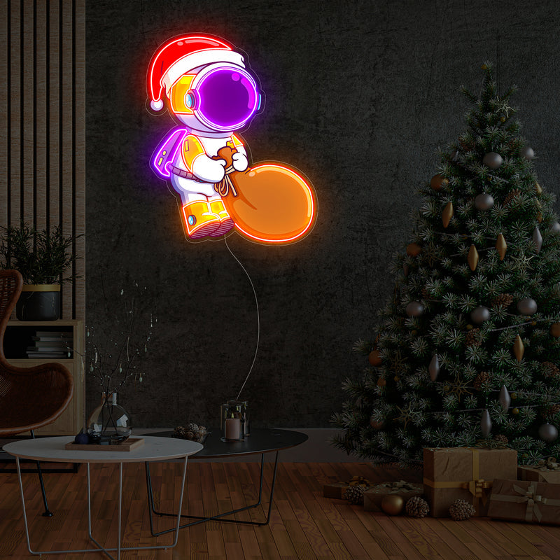 Astronaut Weihnachten 2 LED Neon Acryl Kunstwerk