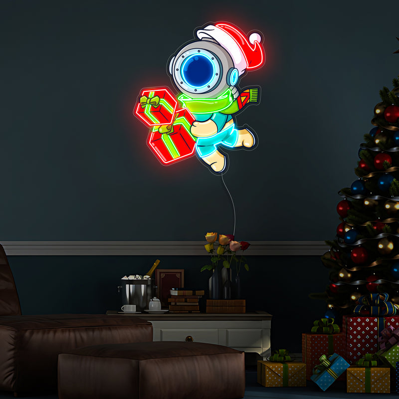 Astronaut Weihnachten 5 LED Neon Acryl Kunstwerk
