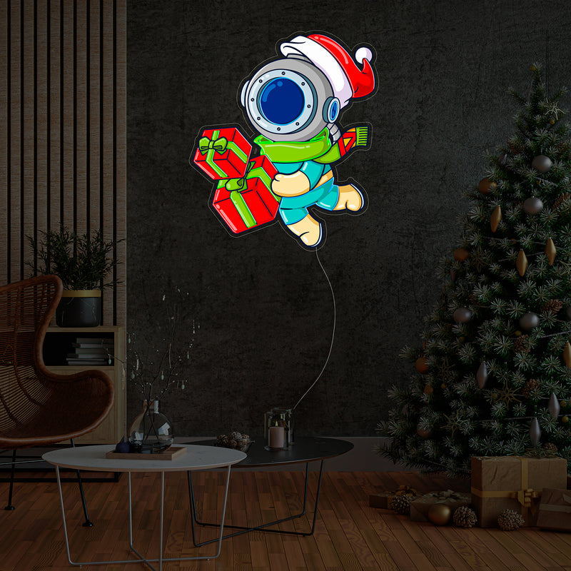 Astronaut Weihnachten 5 LED Neon Acryl Kunstwerk