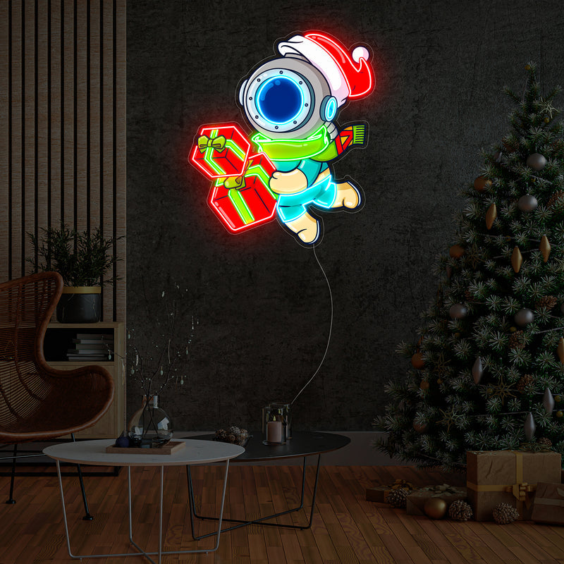Astronaut Weihnachten 5 LED Neon Acryl Kunstwerk