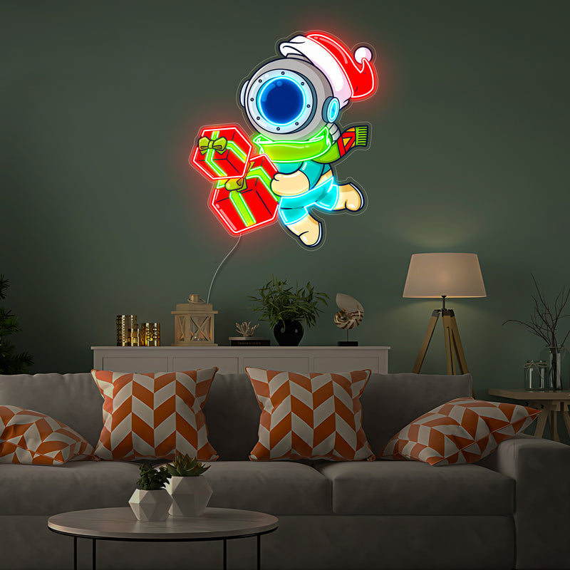 Astronaut Weihnachten 5 LED Neon Acryl Kunstwerk