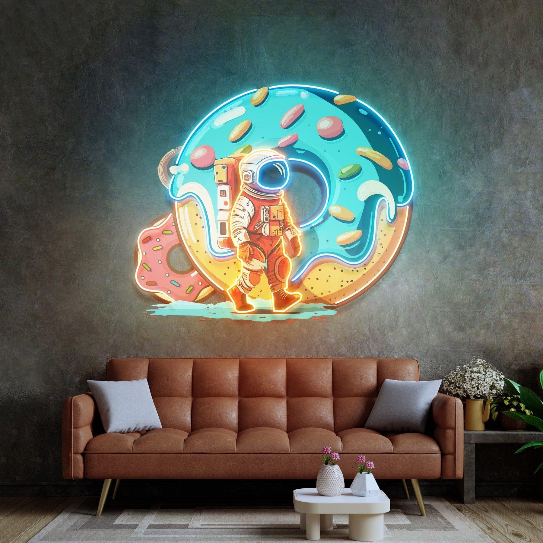 Astronauten Donut LED Neon Acryl Kunstwerk