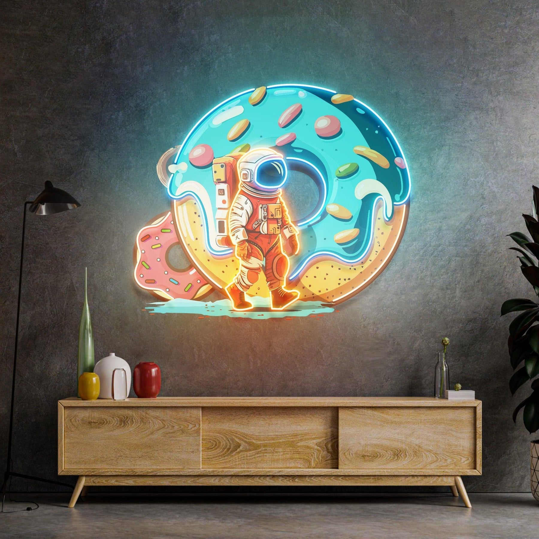 Astronauten Donut LED Neon Acryl Kunstwerk