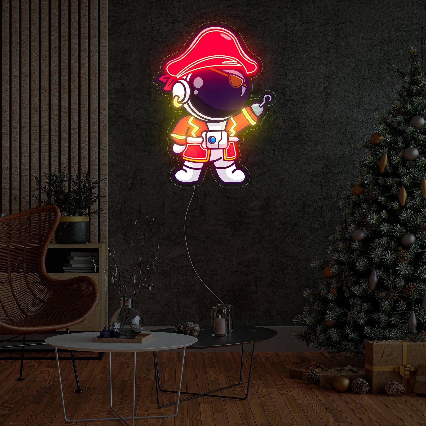 Astronauten Piraten LED Neon Acryl Kunstwerk