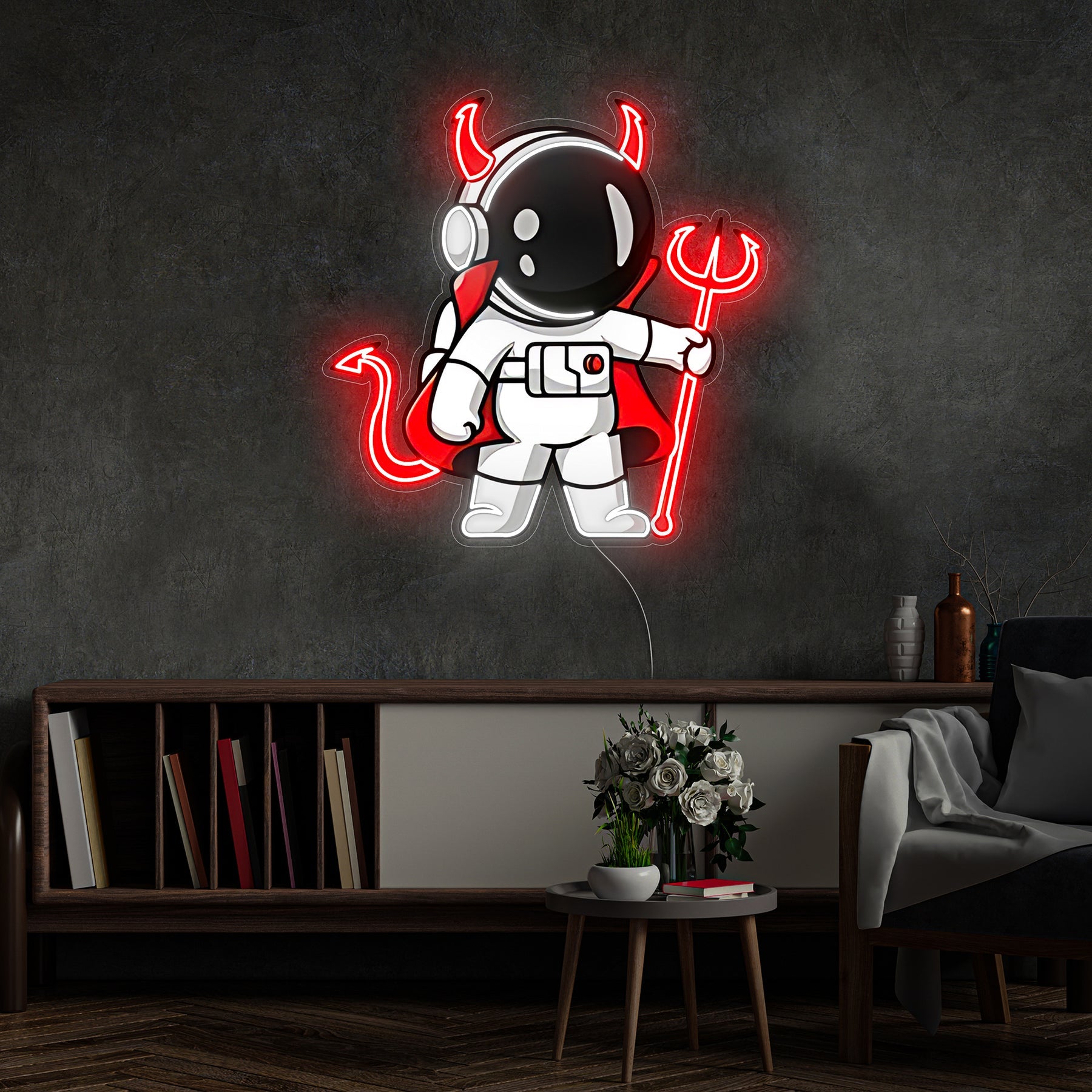 Astronauten Teufel LED Neon Acryl Kunstwerk