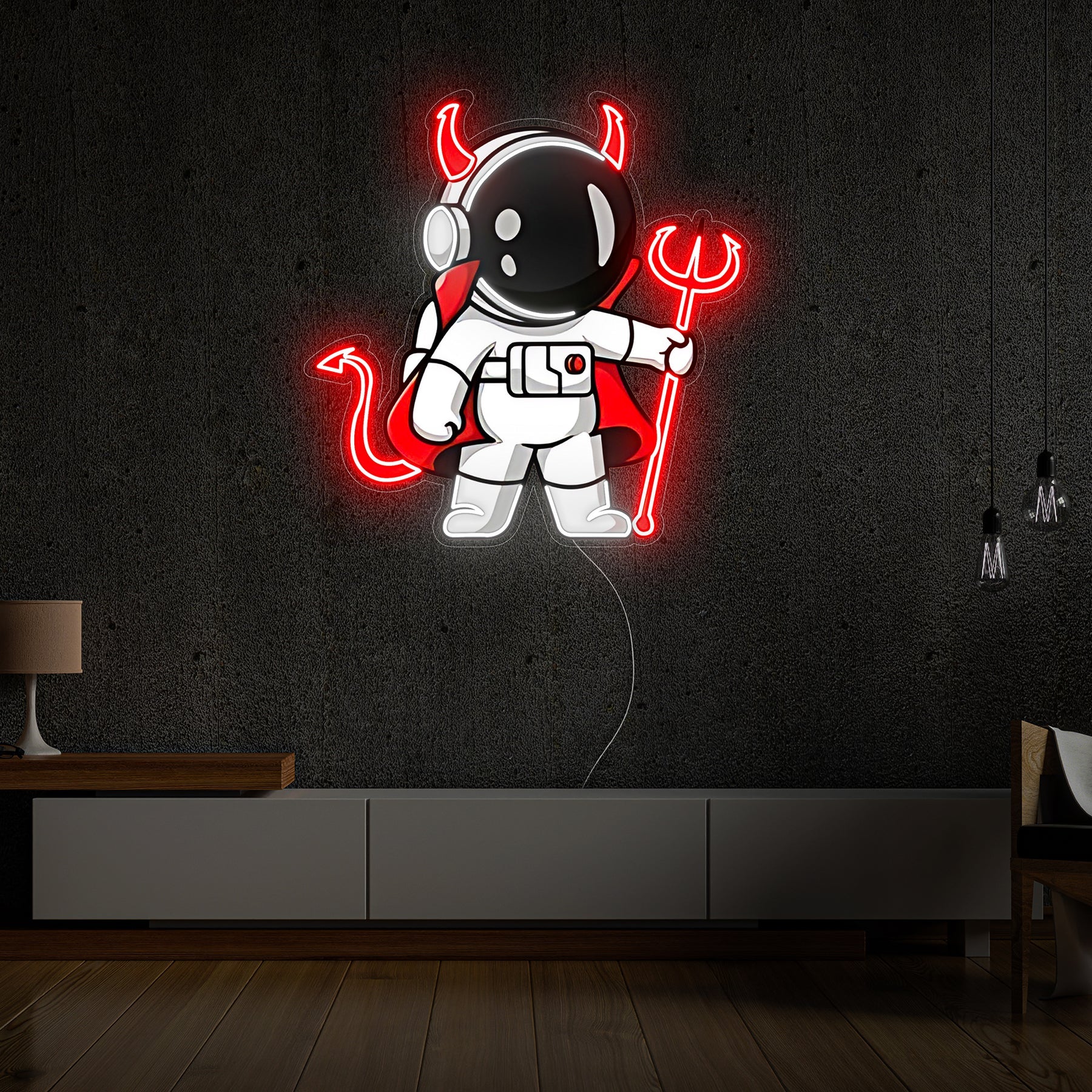 Astronauten Teufel LED Neon Acryl Kunstwerk