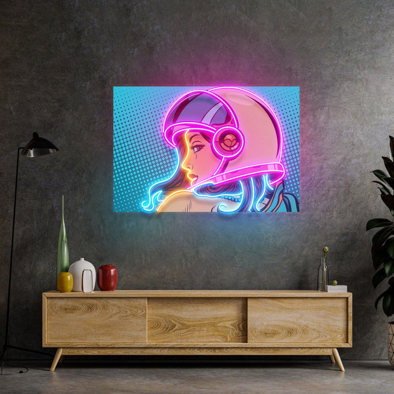 Astronautenmädchen LED Neon Acryl Kunstwerk