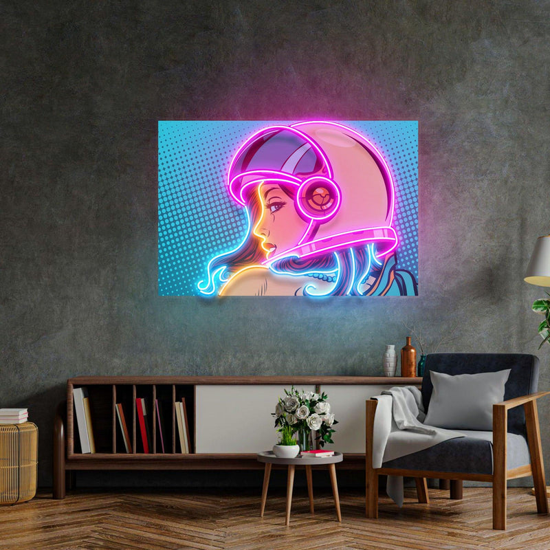 Astronautenmädchen LED Neon Acryl Kunstwerk
