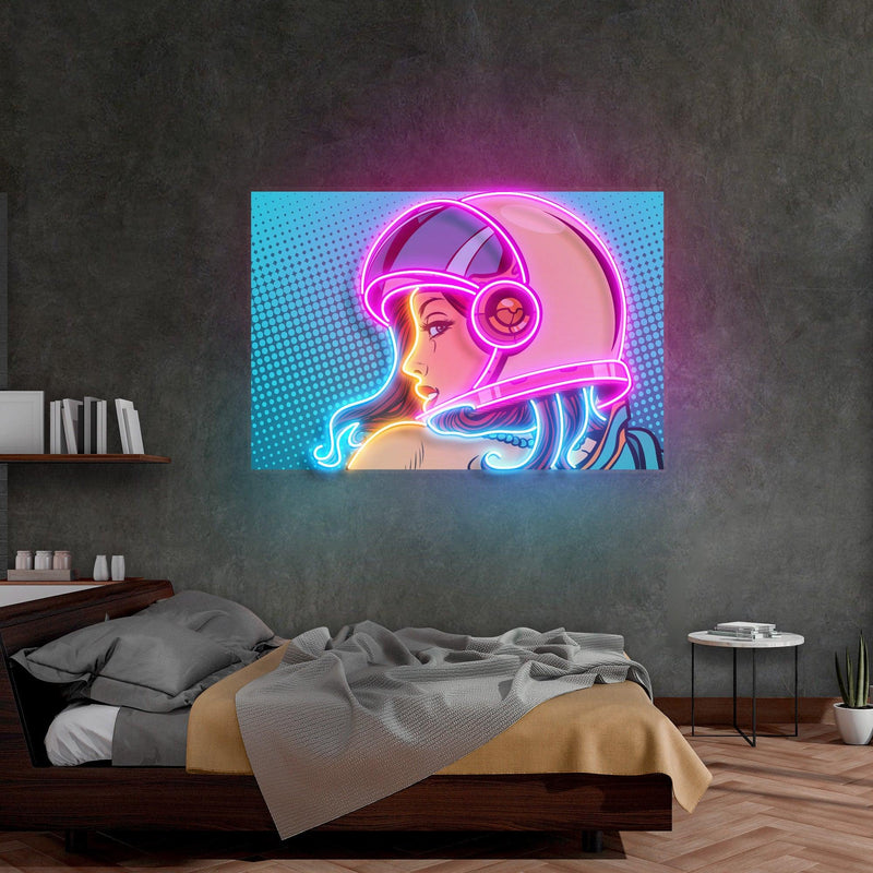 Astronautenmädchen LED Neon Acryl Kunstwerk