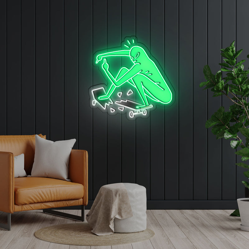 Außerirdische Neonlichter auf Skateboard