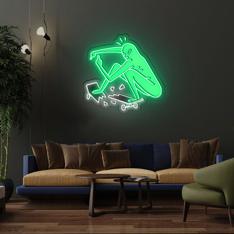 Außerirdische Neonlichter auf Skateboard