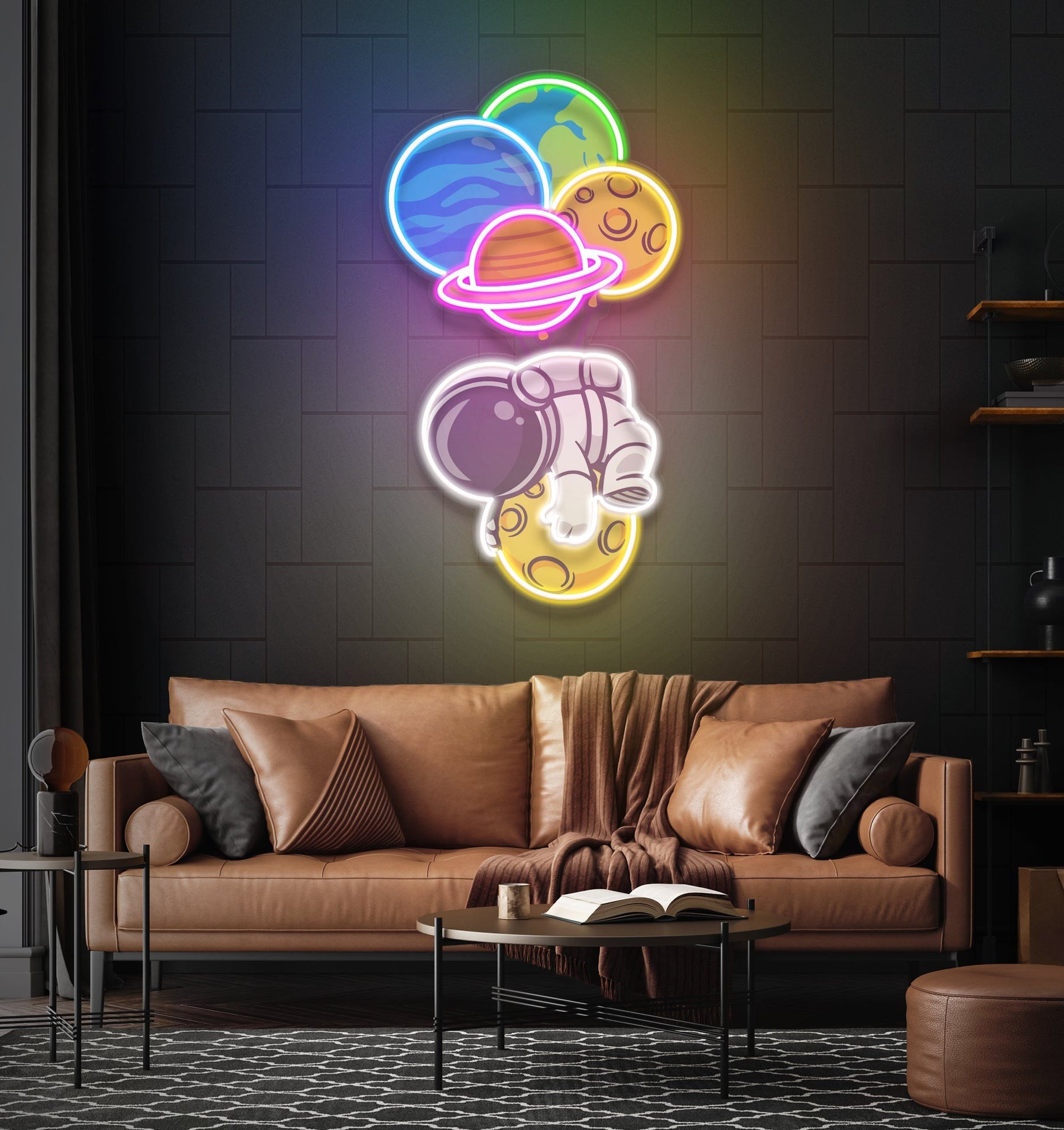 Ballon Astronauten-Kunstwerk, LED Neonlicht – Schweben Sie stilvoll ins Weltall