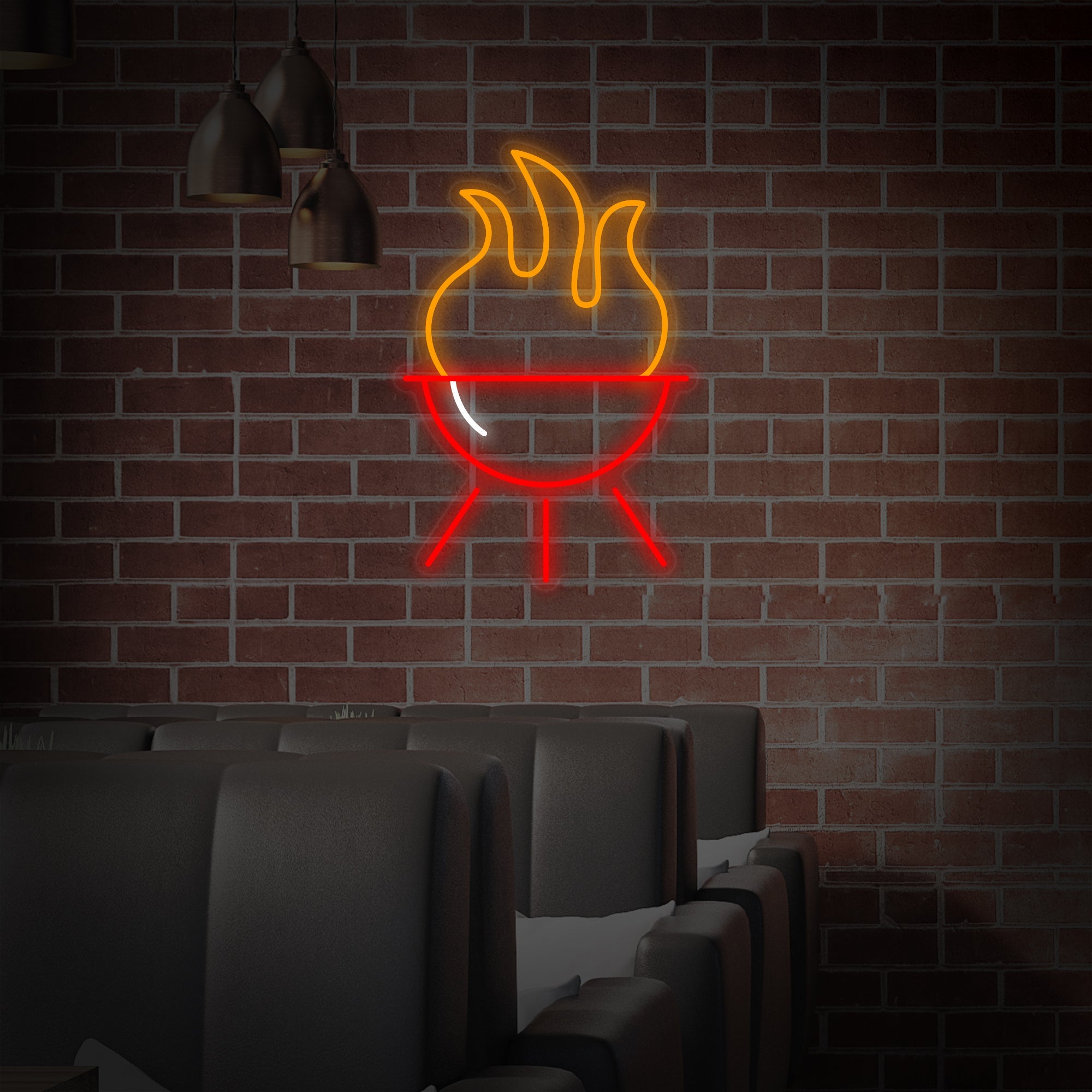 "Grillrestaurant Und Grillen" Neonschrift, BBQ Neonschild, BBQ Leuchtreklame