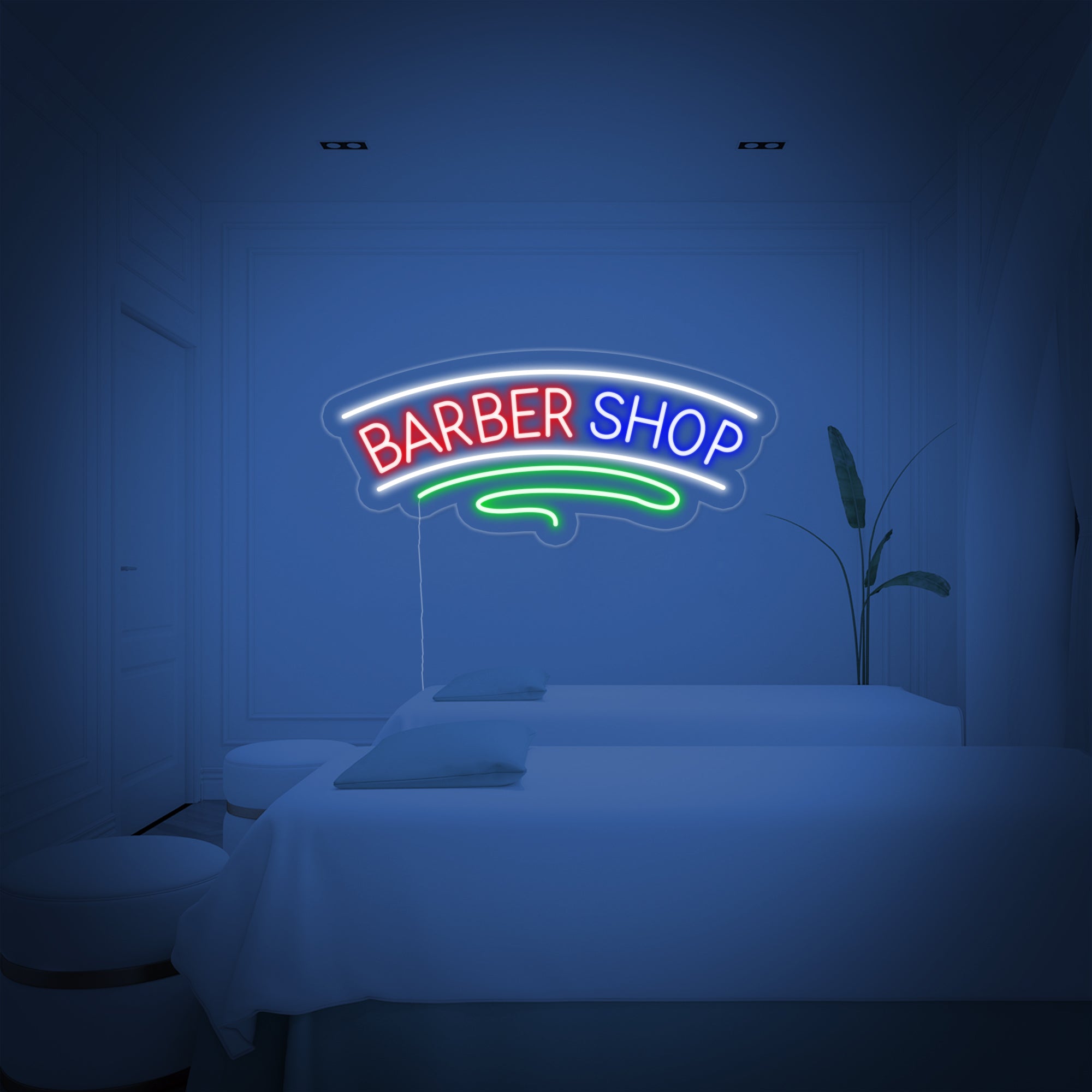 "Haarschnitt, Barber Shop" Neonschrift, Barbershop Leuchtreklame, Barbershop Leuchtschild
