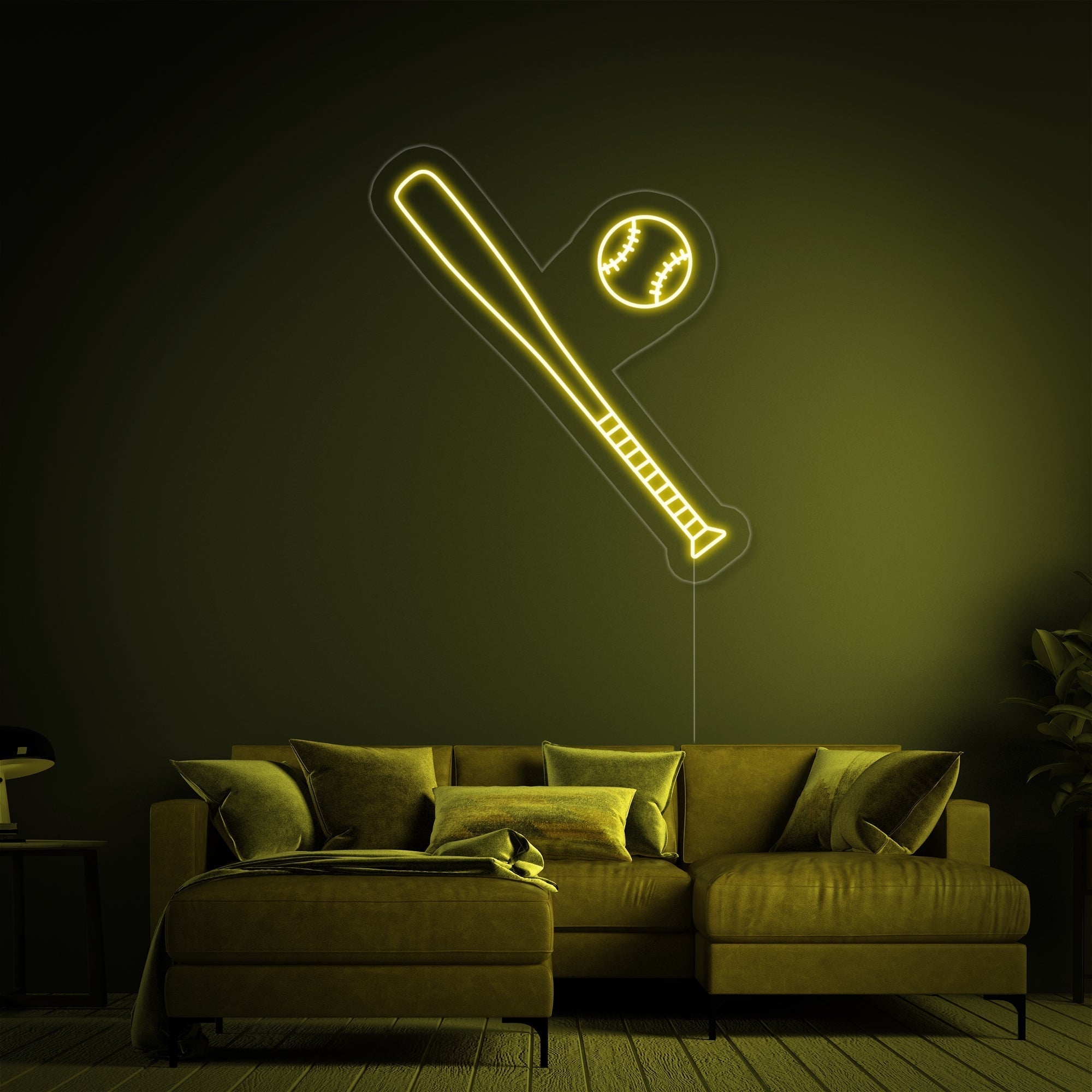 "Baseballschläger Ball" Neonschrift