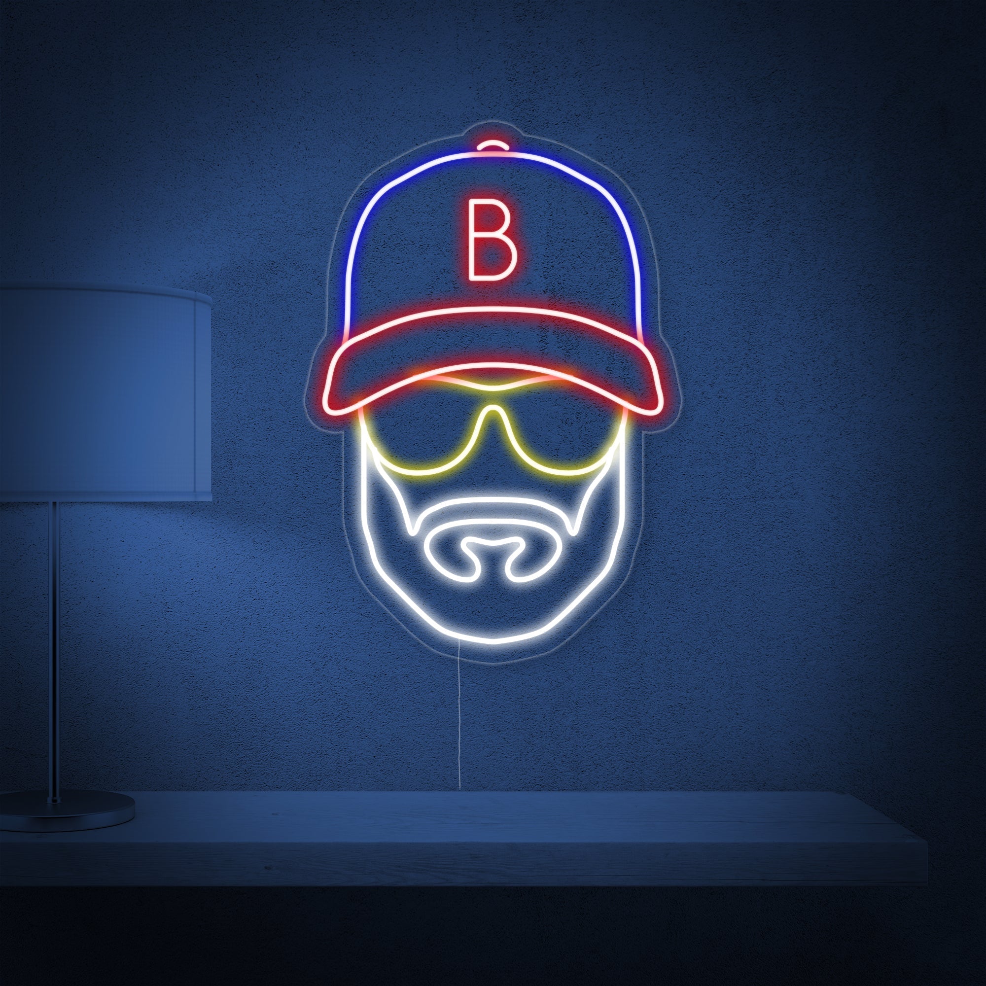 "Baseballmann Mit Hut" Neonschrift