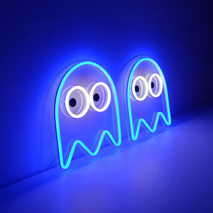 "Blauer Geist Spiel, Gamer Schlafzimmer Wandkunst" Neonschrift