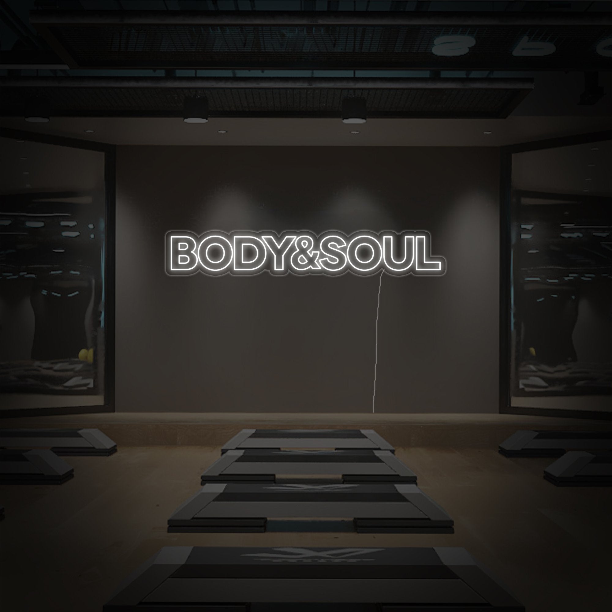 "Body And Soul, Fitnessstudio Dekor, Fitnessstudio Zitate, Fitness Zitate, Workout Zitate" Neonschrift
