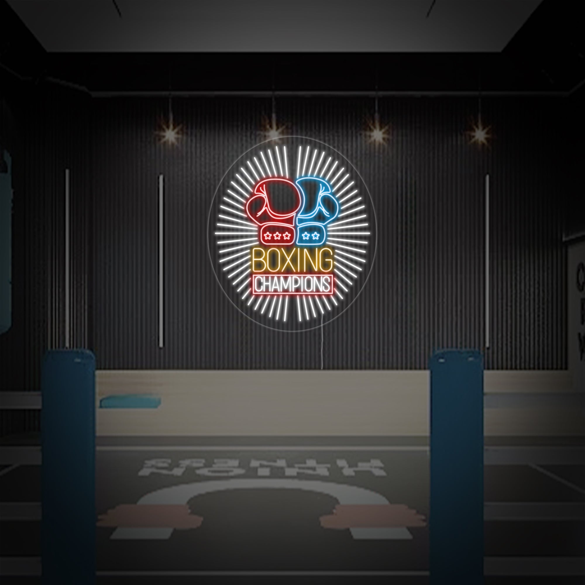 "Boxing Champions, Boxhandschuhe" Neonschrift