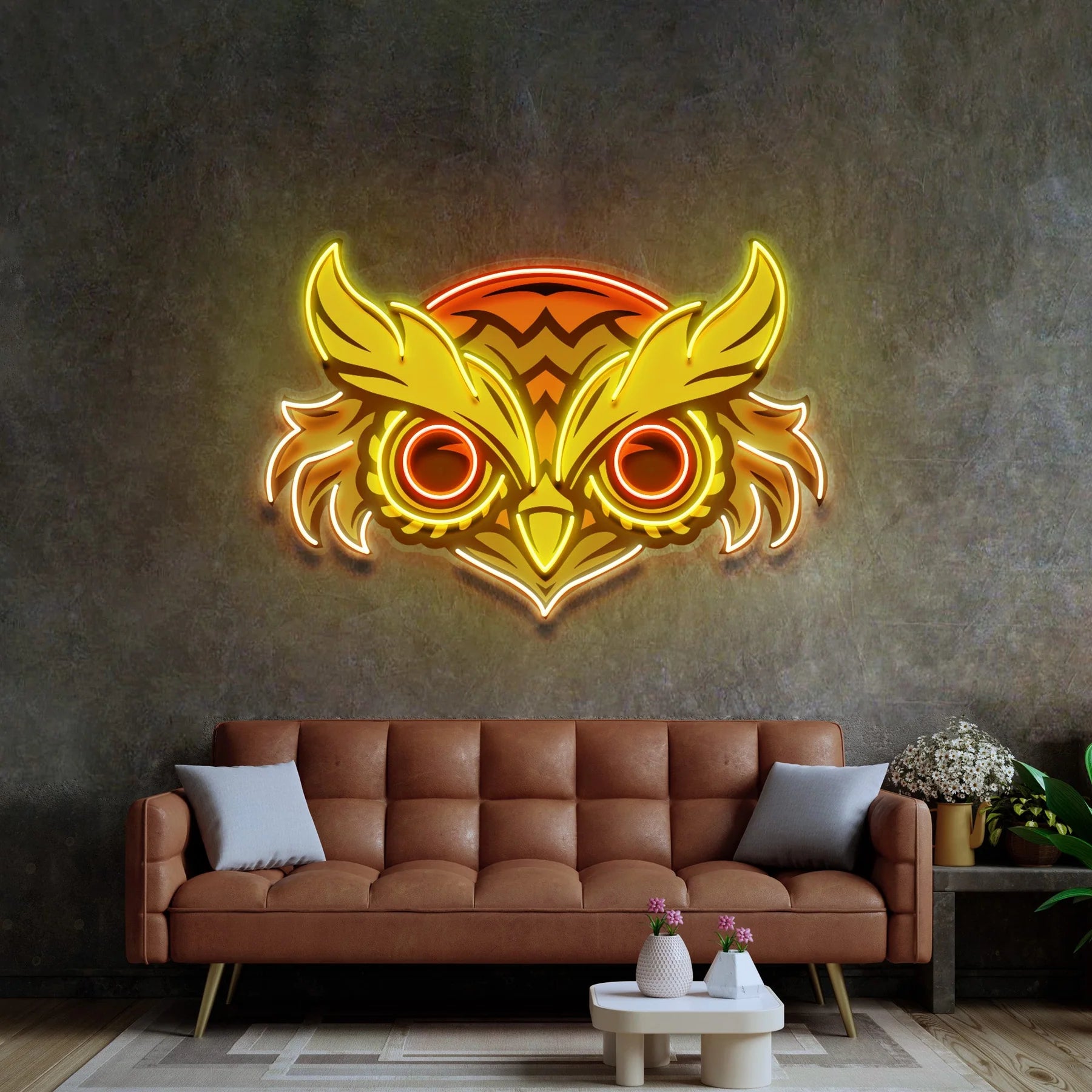 Braune Eule LED Neonschild Licht Pop Art