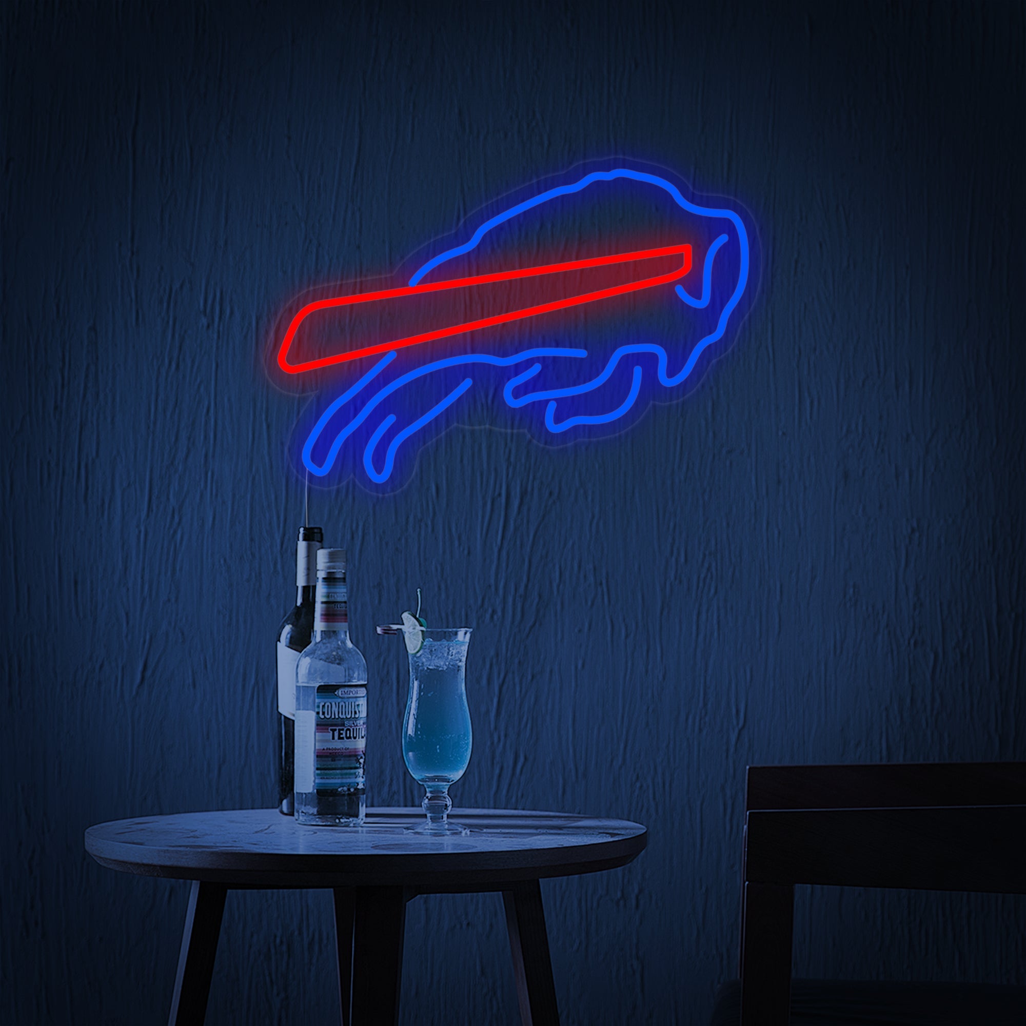 "Buffalo Bills Bierbar" Neonschrift