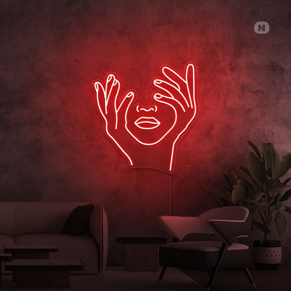 Neon Schild Künstlerisches Gesicht