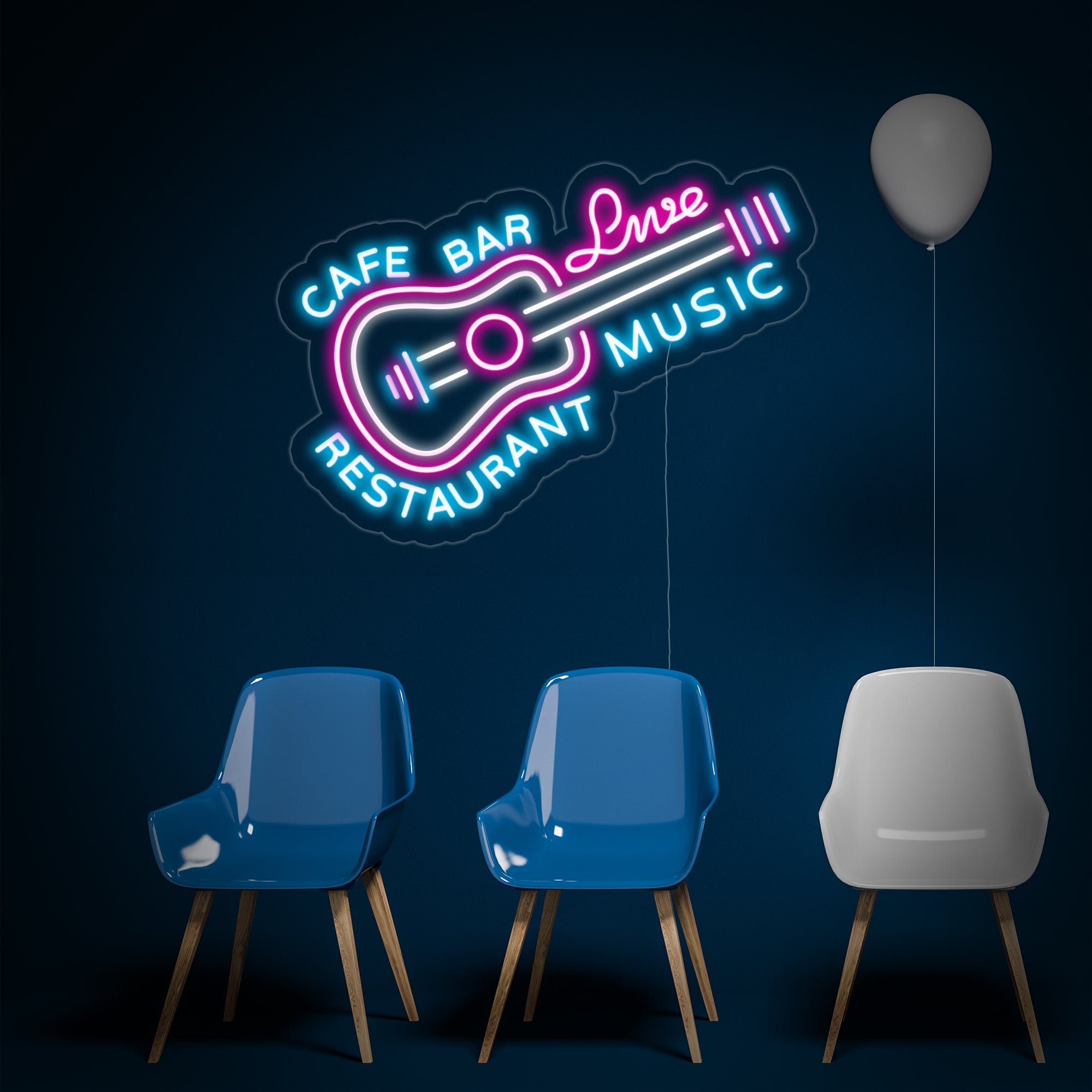 "Cafe Bar Restaurant Live Music" Neonschrift