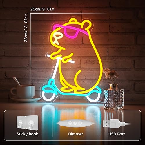 Capybara Neonlampe – Lustige LED-Tierdeko für Zuhause
