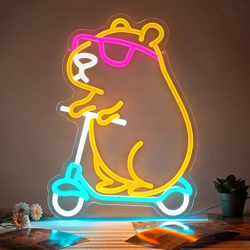 Capybara Neonlampe – Lustige LED-Tierdeko für Zuhause
