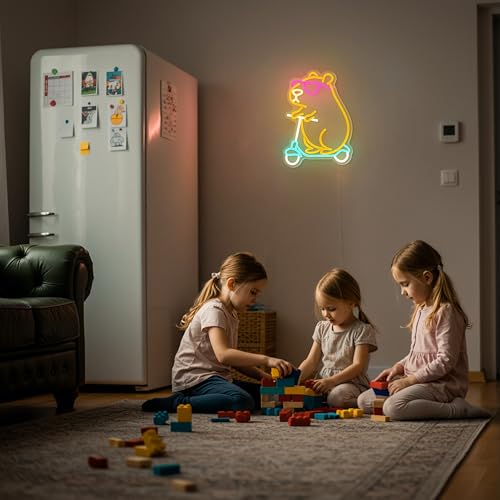 Capybara Neonlampe – Lustige LED-Tierdeko für Zuhause