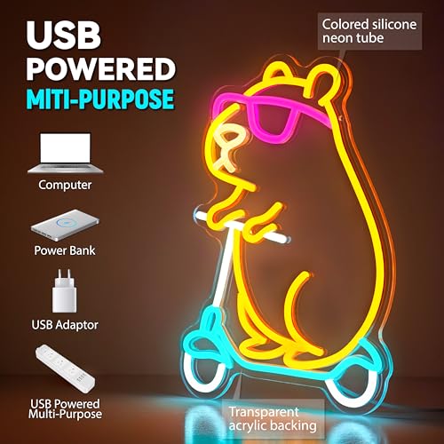 Capybara Neonlampe – Lustige LED-Tierdeko für Zuhause